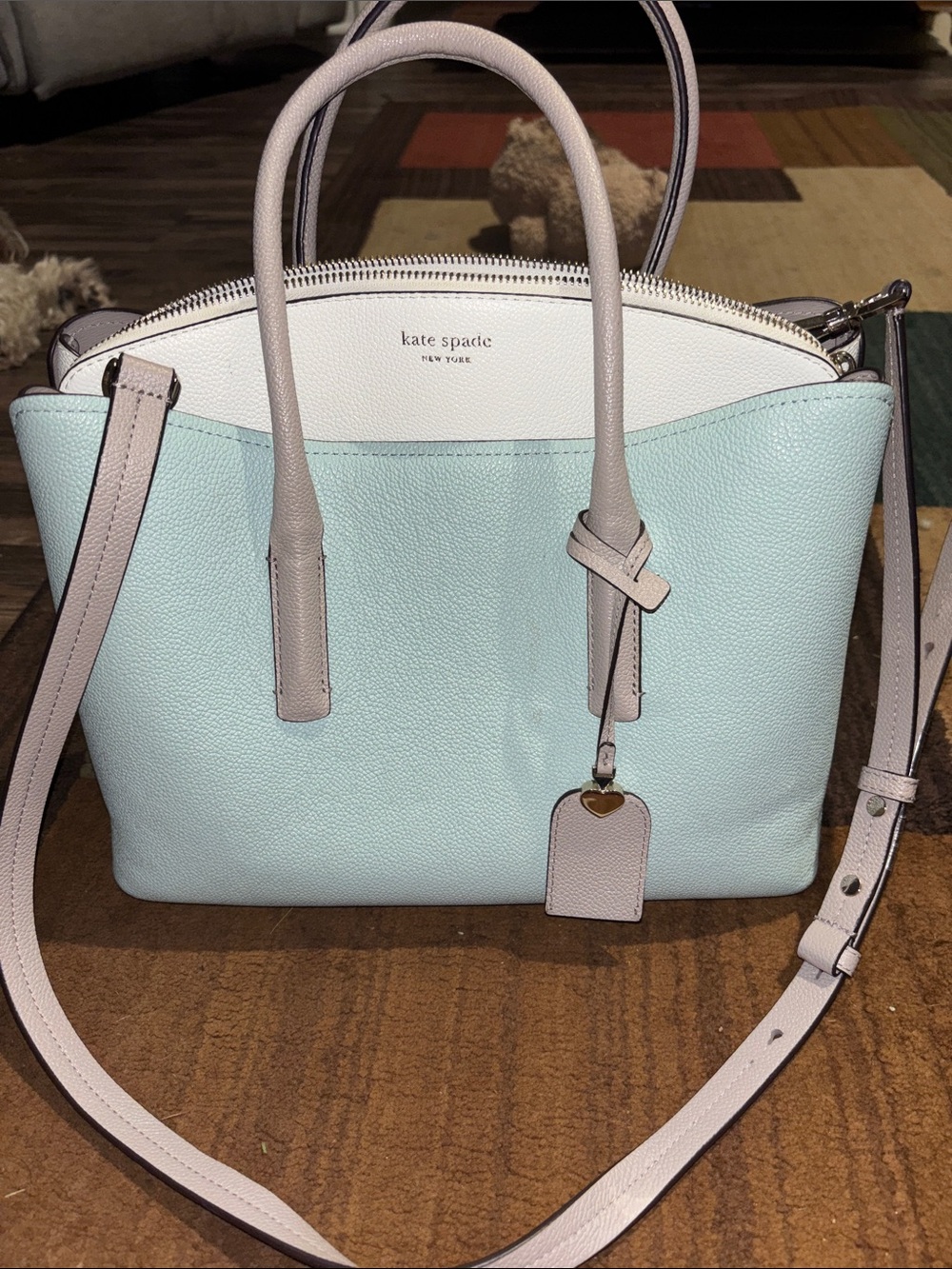 kate spade Two-Tone Mint and Light Pink Leather Satchel